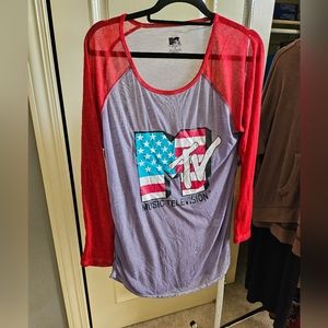 MTV sheer baseball tee XL
